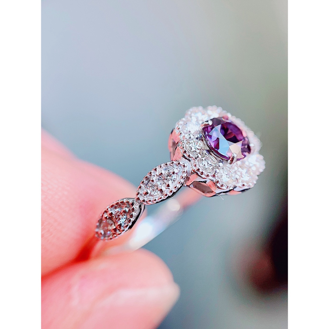 ★0.38ct★✨バイオレットカラースピネル0.28ctダイヤプラチナリング指輪 メンズのアクセサリー(リング(指輪))の商品写真