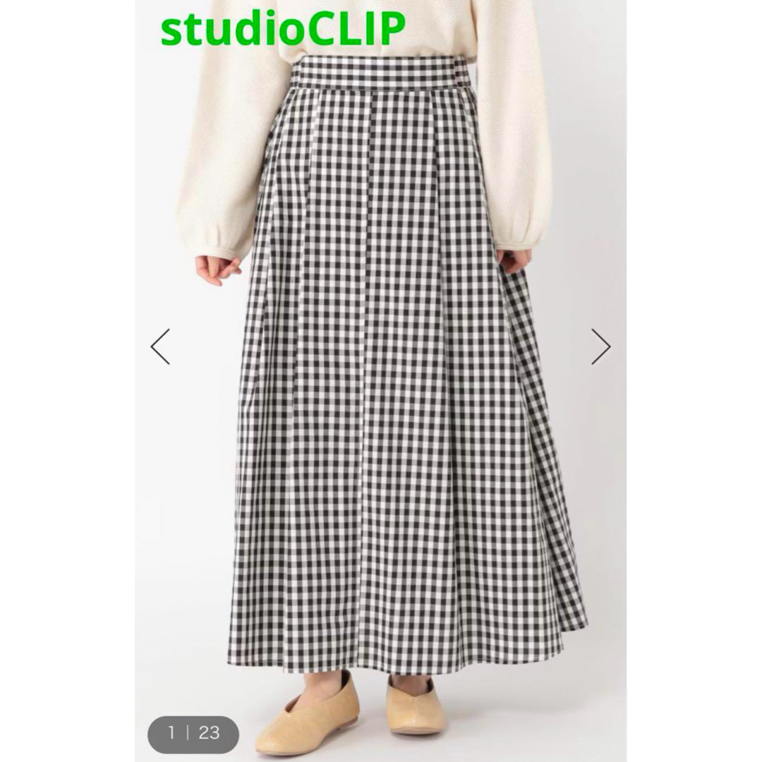 STUDIO CLIP(スタディオクリップ)のstudio CLIP アソートフレアマキシスカート　ブラックギンガムチェック レディースのスカート(ロングスカート)の商品写真
