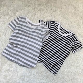 ムジルシリョウヒン(MUJI (無印良品))の無印良品 Tシャツ カットソー トップス ボーダー 半袖 クルーネック 2着(Tシャツ(半袖/袖なし))