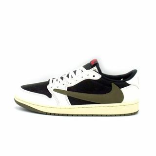 ナイキ(NIKE)のナイキ NIKE × トラヴィス スコット Travis Scott ■ 【 WMNS AIR JORDAN 1 LOW OG Medium Olive DZ4137 106 】 ウィメンズ エア ジョーダン 1 ロー ミディアム オリーブ スニーカー　ブラック×ホワイト×オリーブ　f21909(スニーカー)