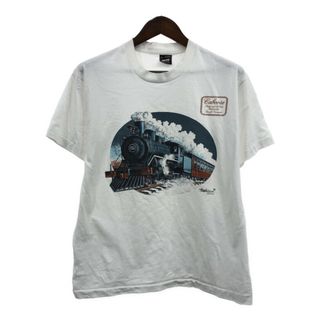 90年代 USA製 汽車 Caboose 半袖Ｔシャツ ホワイト (メンズ L) 中古 古着 Q6586(Tシャツ/カットソー(半袖/袖なし))