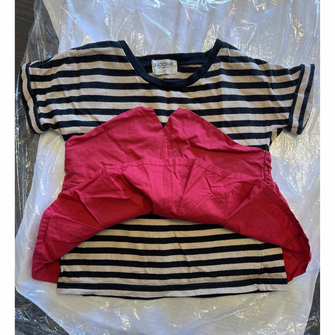 RADCHAP(ラッドチャップ)のRADCHAP ビスチェ風半袖 110 赤 黒 アイボリー   キッズ/ベビー/マタニティのキッズ服女の子用(90cm~)(Tシャツ/カットソー)の商品写真