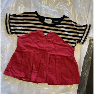 ラッドチャップ(RADCHAP)のRADCHAP ビスチェ風半袖 110 赤 黒 アイボリー  (Tシャツ/カットソー)
