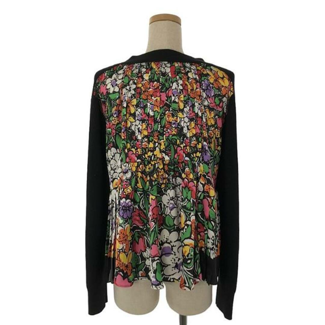 sacai(サカイ)の【美品】  sacai / サカイ | 2023SS | Floral Print Knit Cardigan / 異素材 ドッキング バックプリーツコットン ニットカーディガン | 2 | ブラック/マルチカラー | レディース レディースのトップス(カーディガン)の商品写真