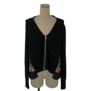 サカイ(sacai)の【美品】  sacai / サカイ | 2023SS | Floral Print Knit Cardigan / 異素材 ドッキング バックプリーツコットン ニットカーディガン | 2 | ブラック/マルチカラー | レディース(カーディガン)