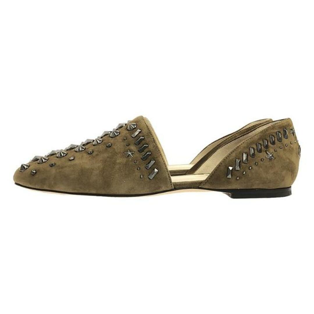 JIMMY CHOO(ジミーチュウ)の【美品】  JIMMY CHOO / ジミーチュウ | GLOBE FLAT / スタッズ スエード レザー グローブ フラットシューズ | 38 | ブラウン系 | レディース レディースの靴/シューズ(ハイヒール/パンプス)の商品写真