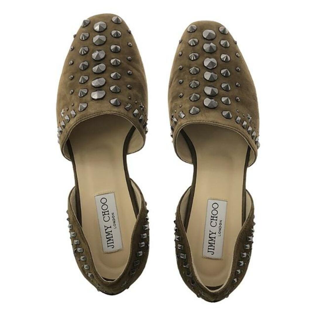 JIMMY CHOO(ジミーチュウ)の【美品】  JIMMY CHOO / ジミーチュウ | GLOBE FLAT / スタッズ スエード レザー グローブ フラットシューズ | 38 | ブラウン系 | レディース レディースの靴/シューズ(ハイヒール/パンプス)の商品写真