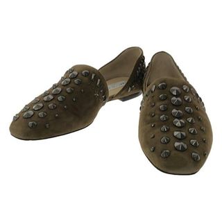 JIMMY CHOO - 【美品】  JIMMY CHOO / ジミーチュウ | GLOBE FLAT / スタッズ スエード レザー グローブ フラットシューズ | 38 | ブラウン系 | レディース