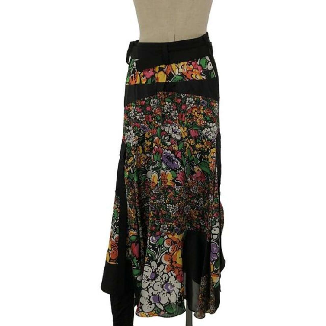 sacai(サカイ)の【美品】  sacai / サカイ | 2023SS | Floral Print Skirt / ベルテッド オーバー ラップスカート | 0 | ブラック/マルチカラー | レディース レディースのスカート(ロングスカート)の商品写真