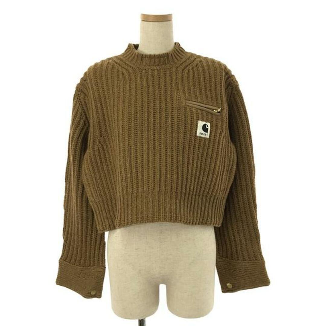 sacai(サカイ)の【美品】  sacai / サカイ | 2023AW | × carhartt / カーハート WIP Knit Pullover Detroit / カットアウト ベロアカラー ニット | 1 | ブラウン | レディース レディースのトップス(ニット/セーター)の商品写真