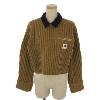 【美品】  sacai / サカイ | 2023AW | × carhartt / カーハート WIP Knit Pullover Detroit / カットアウト ベロアカラー ニット | 1 | ブラウン | レディース