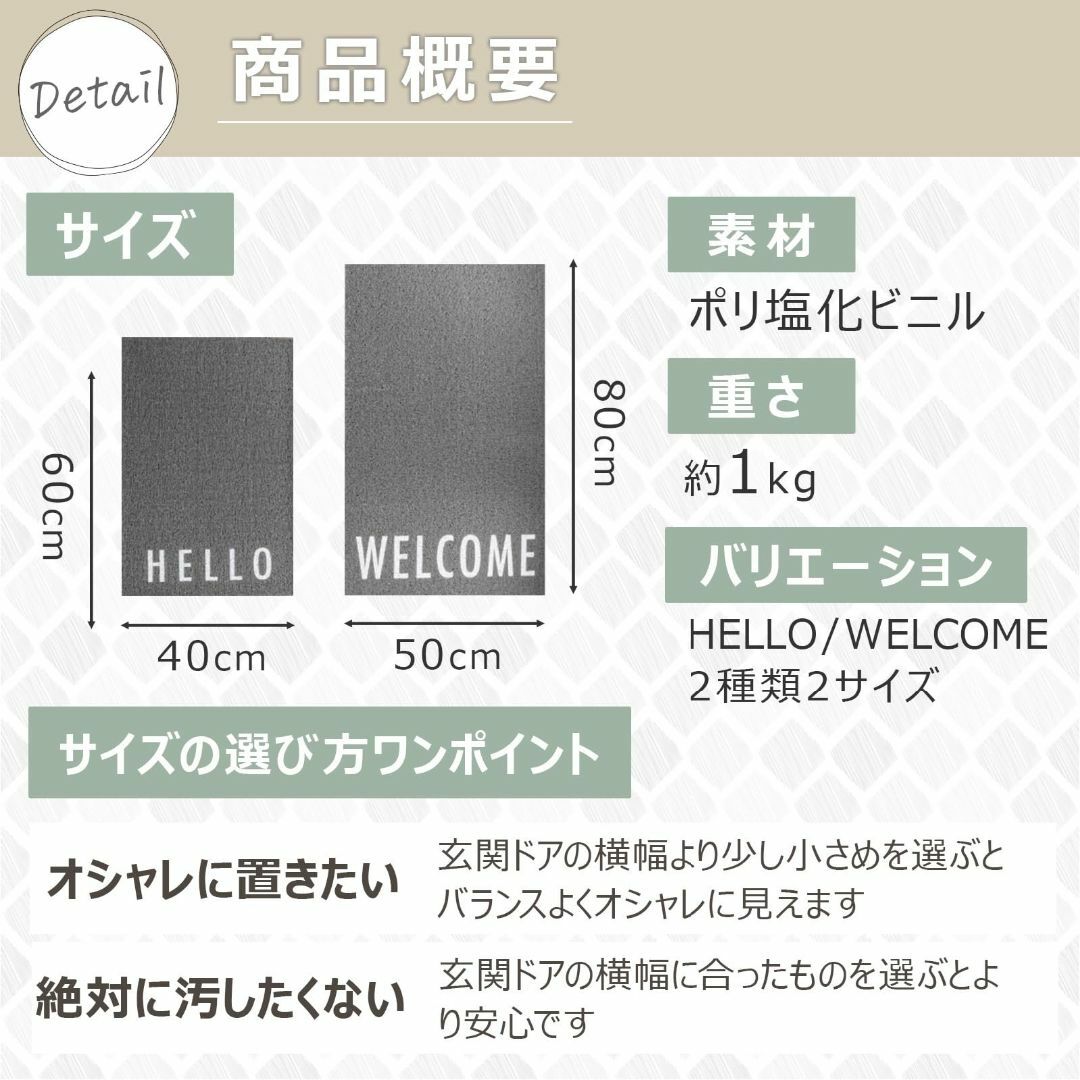 【色: HELLO】[DoubleQuotation] 玄関マット 屋外 屋内  インテリア/住まい/日用品のラグ/カーペット/マット(ラグ)の商品写真