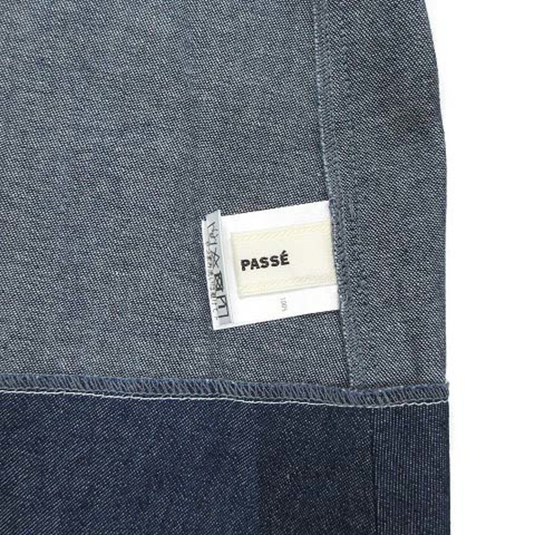 LAISSE PASSE(レッセパッセ)のレッセパッセ ベルト付 フロントボタン デニム ワンピース 半袖 ダスティブルー レディースのワンピース(ひざ丈ワンピース)の商品写真