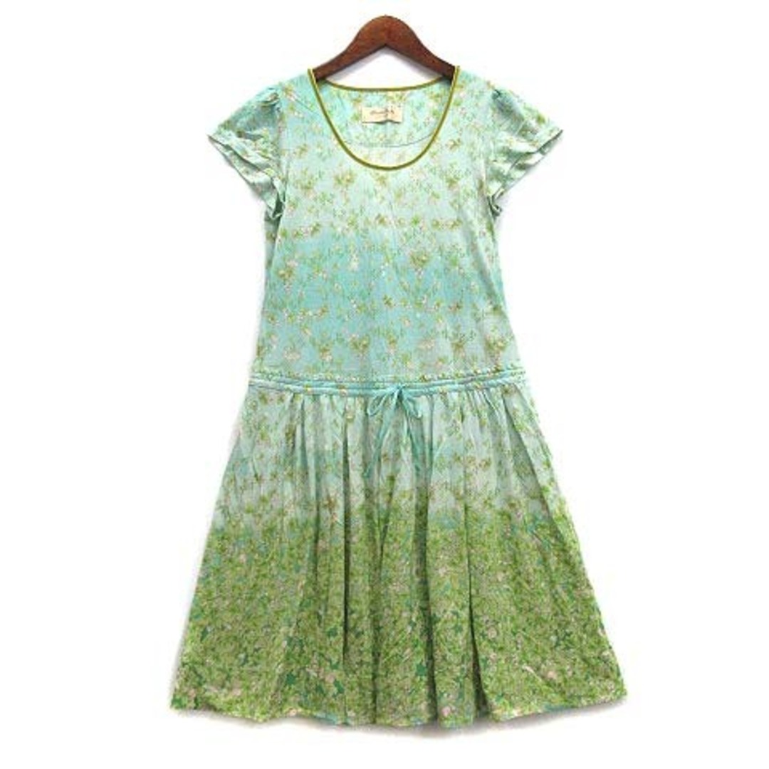 franche lippee(フランシュリッペ)のフランシュリッペ もぐもぐ ワンピース 半袖 うさぎ グリーン 8115140 レディースのワンピース(ミニワンピース)の商品写真