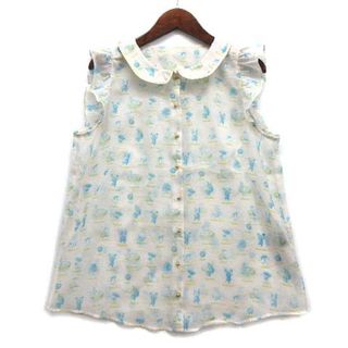 フランシュリッペ(franche lippee)のフランシュリッペ 壁紙 ブラウス 丸襟 フリル ブルー 青 M 8371230(シャツ/ブラウス(半袖/袖なし))