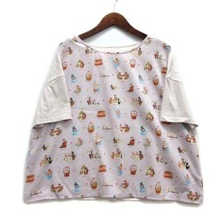 フランシュリッペ(franche lippee)のフランシュリッペ スカーフ Tシャツ 半袖 なつやすみ柄 切替 ラベンダー M(Tシャツ(半袖/袖なし))