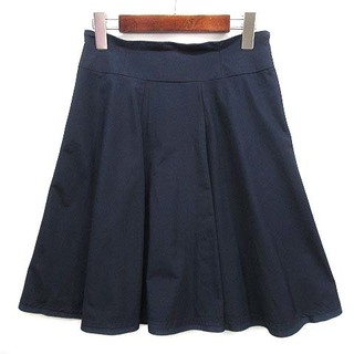 エムズグレイシー(M'S GRACY)のエムズグレイシー スカート サテン シャンタン 裾グログラン ネイビー 紺 38(ひざ丈スカート)