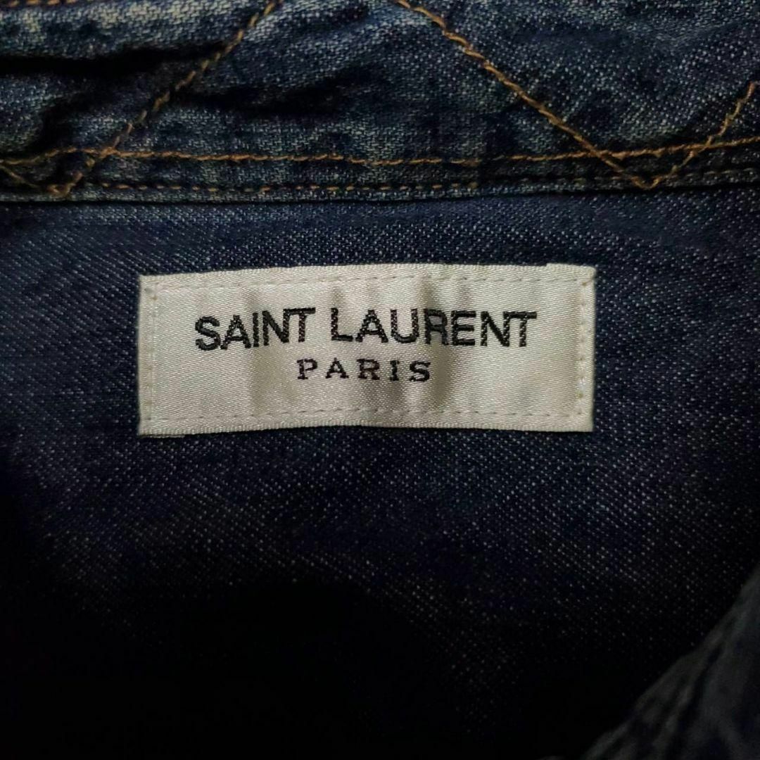 Saint Laurent(サンローラン)の【最高デザイン】サンローランパリ ワッペン デニムシャツ ダンガリーシャツ ロゴ メンズのトップス(シャツ)の商品写真