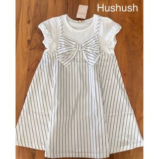 Hushush リボン　ワンピース　りぼん　ドッキング　半袖　ハッシュアッシュ