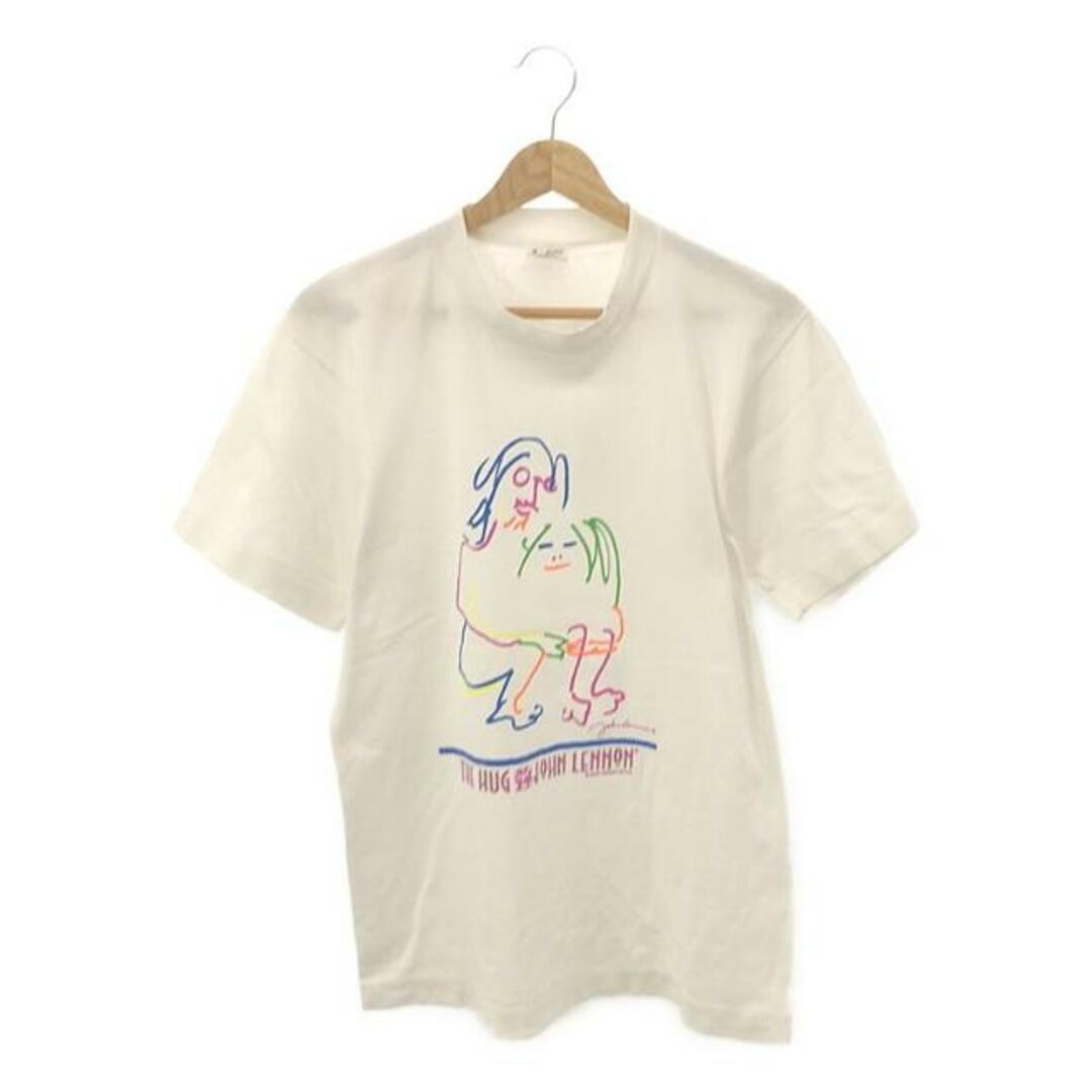 VINTAGE / ヴィンテージ古着 | 90s THE HUG ジョンレノン & オノヨーコ イラスト アートTシャツ | M | ホワイト | メンズ メンズのトップス(Tシャツ/カットソー(半袖/袖なし))の商品写真