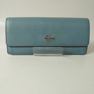 コーチ(COACH)の【COACH】長財布 コーチ ライトブルー レディース ブランド 正規品 中古品(財布)