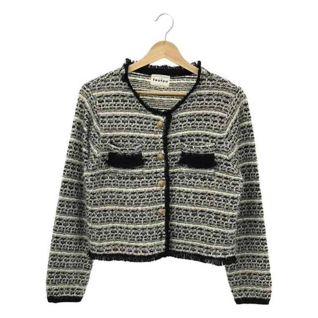 【美品】  foufou / フーフー | tweed no collar jacket ツイードノーカラージャケット | F | ブラック/ホワイト | レディース レディースのジャケット/アウター(その他)の商品写真