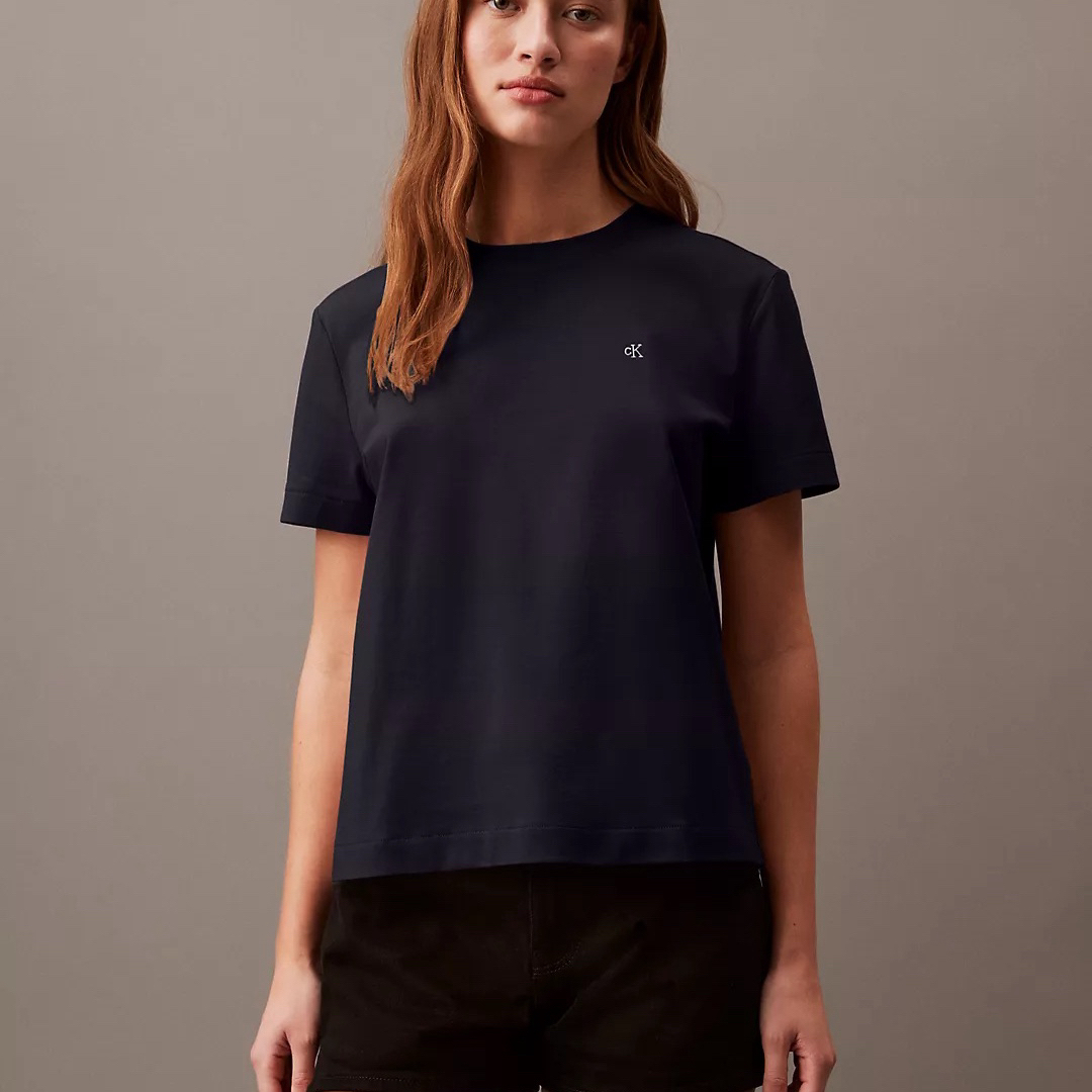 Calvin Klein(カルバンクライン)の【新品】カルバンクライン Tシャツ CKロゴ 黒 L レディースのトップス(Tシャツ(半袖/袖なし))の商品写真