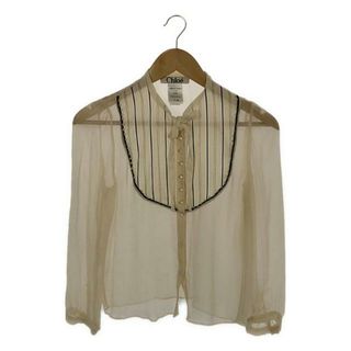 【美品】  Chloe / クロエ | silk 100％ / シルク リボン タイ シアー ブラウス | 36 | ベージュ | レディース