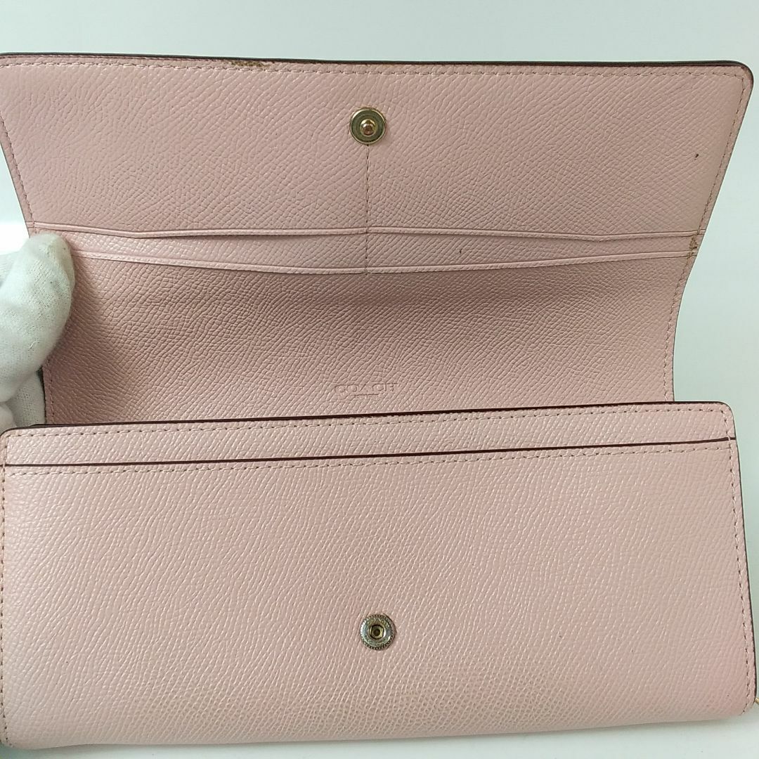 COACH(コーチ)の【COACH★AB評価】二折り長財布 コーチ ピンク レディース 正規品 中古品 レディースのファッション小物(財布)の商品写真