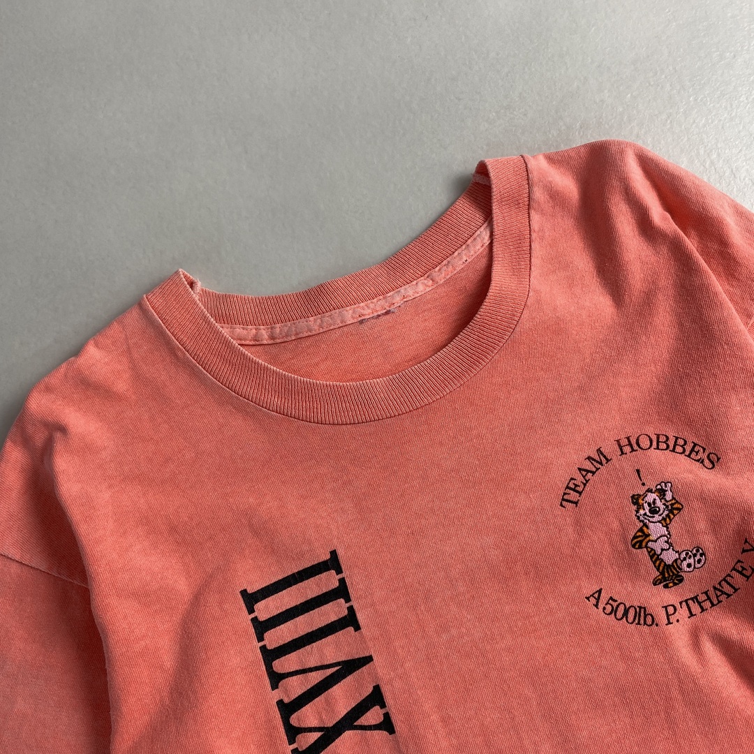 ヴィンテージ　Tシャツ　ことわざ　スローガン　企業T　オレンジ　黒 レディースのトップス(Tシャツ(半袖/袖なし))の商品写真