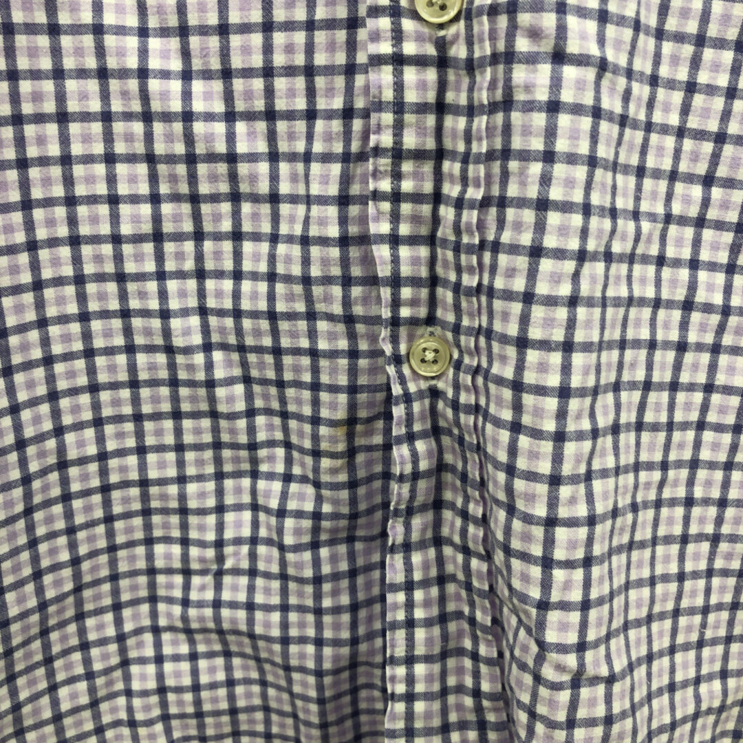 90年代 RALPH LAUREN ラルフローレン BLAKE ボタンダウン 半袖シャツ チェック パープル (メンズ M) 中古 古着 Q6596 メンズのトップス(シャツ)の商品写真