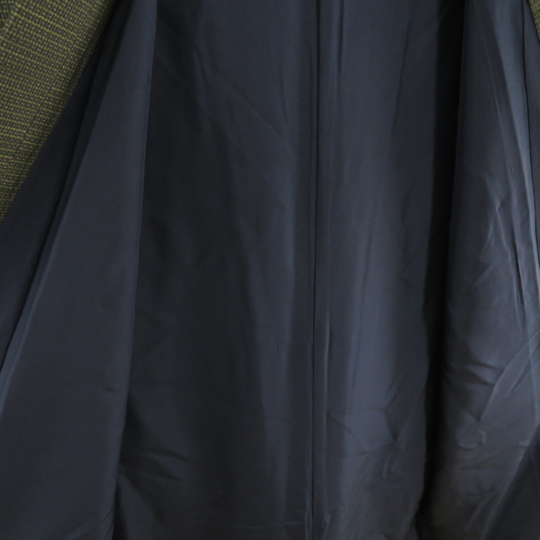男着物 紬 亀甲 アンサンブル 袷 黒緑色 正絹 男性用きもの メンズ 仕立て上がり 和服 男物 カジュアル 身丈151cm メンズの水着/浴衣(着物)の商品写真