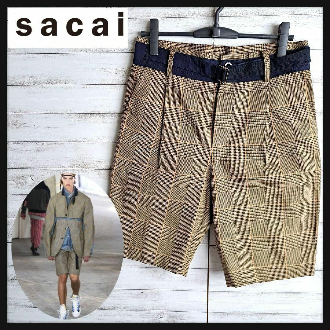 sacai(サカイ)の【ランウェイ着用】サカイ チェック ハーフパンツ ショートパンツ ベルト メンズのパンツ(ショートパンツ)の商品写真