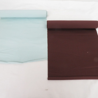 反物 名古屋帯用 2本セット 正絹 無地柄 紫色 水色 着物生地 和裁 未仕立て品 長さ460cm(帯)