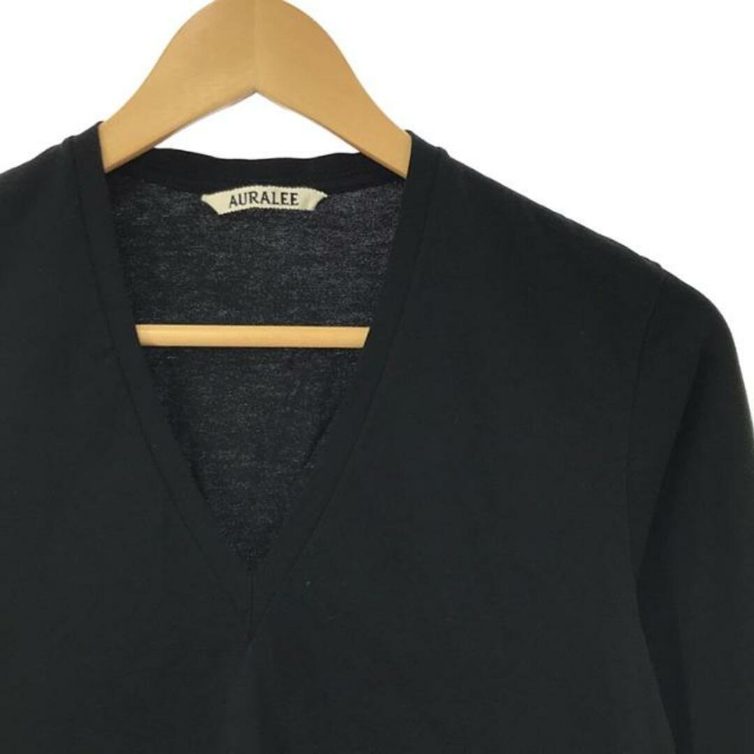 AURALEE(オーラリー)のAURALEE / オーラリー | 2020AW | コットン Vネック ロングスリーブカットソー | 0 | ブラック | レディース レディースのトップス(Tシャツ(長袖/七分))の商品写真