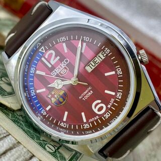 セイコー(SEIKO)の【かっこいい】セイコー5 バルセロナ メンズ腕時計 レッド 自動巻 ヴィンテージ(腕時計(アナログ))