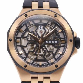 エドックス(EDOX)のEDOX エドックス デルフィン メカノ 自動巻き メンズ 腕時計 PGメッキ×ブラック スケルトン 85303-357RN-NRN(腕時計(アナログ))