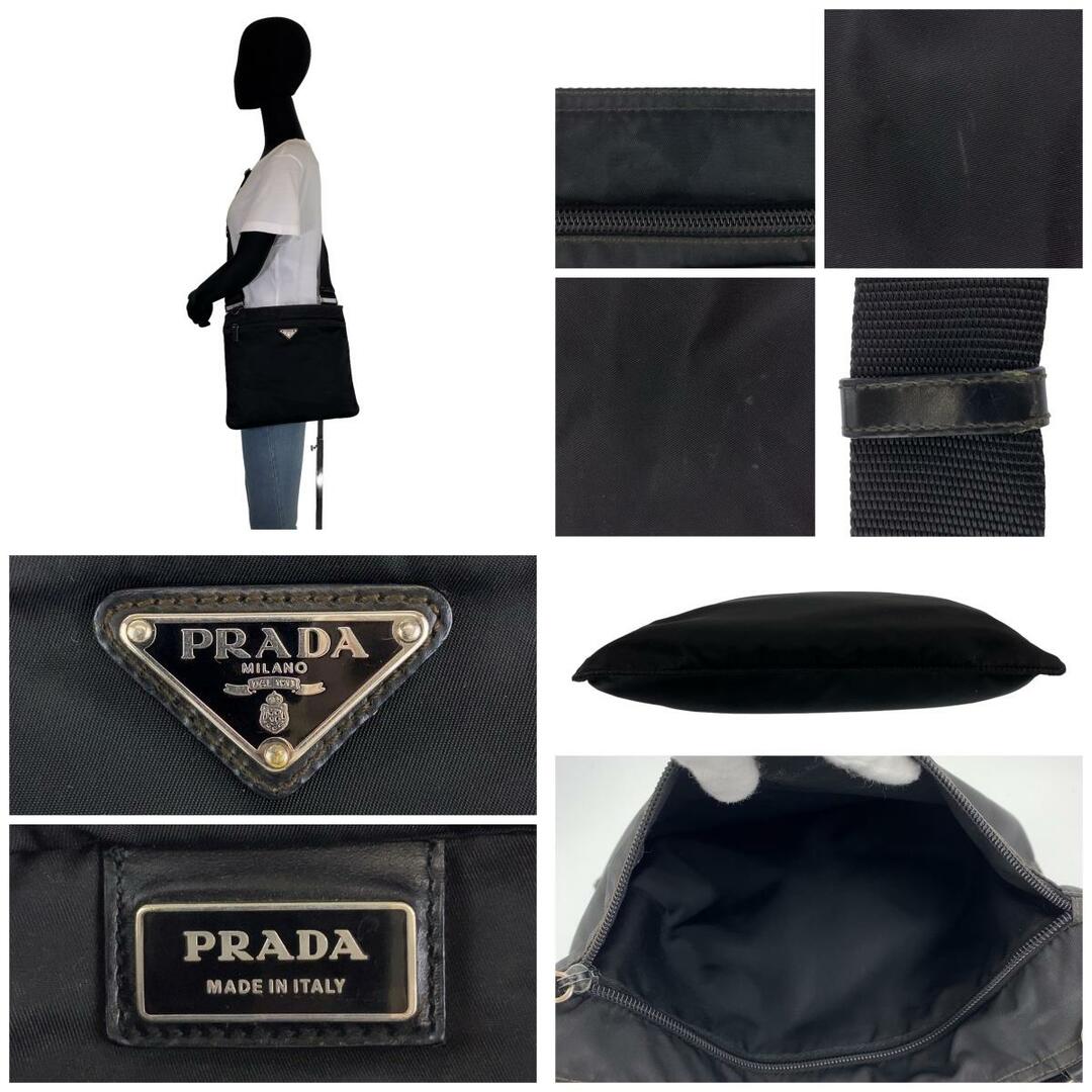 PRADA(プラダ)のPRADA プラダ テスート 三角ロゴプレート ブラック 黒 シルバー金具 ナイロン ショルダーバッグ 肩掛け レディース 405735 【中古】 レディースのバッグ(ショルダーバッグ)の商品写真