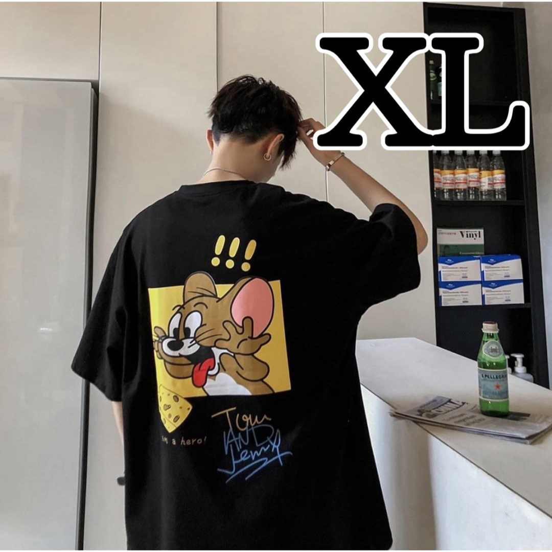 トムとジェリー Tシャツ 半袖 XL 黒 アメコミ ストリート 韓国 人気 メンズのトップス(Tシャツ/カットソー(半袖/袖なし))の商品写真