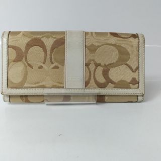 コーチ(COACH)の【COACH★B評価】二折り長財布 コーチシグネチャー ベージュ 正規品 中古品(財布)