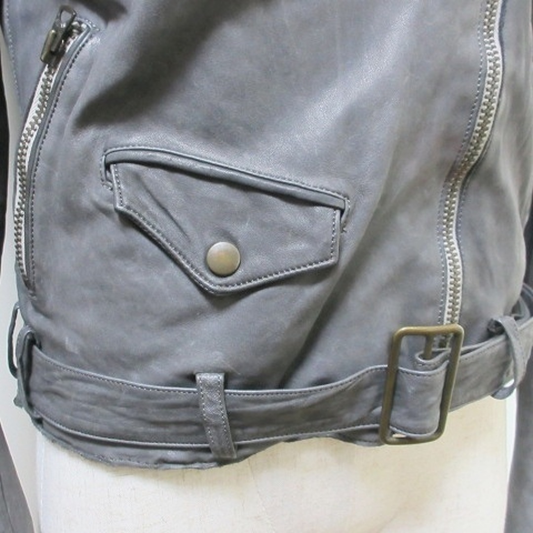 シシ sisii ショート丈 ライダースジャケット カウレザー XS IBO53 レディースのジャケット/アウター(ライダースジャケット)の商品写真