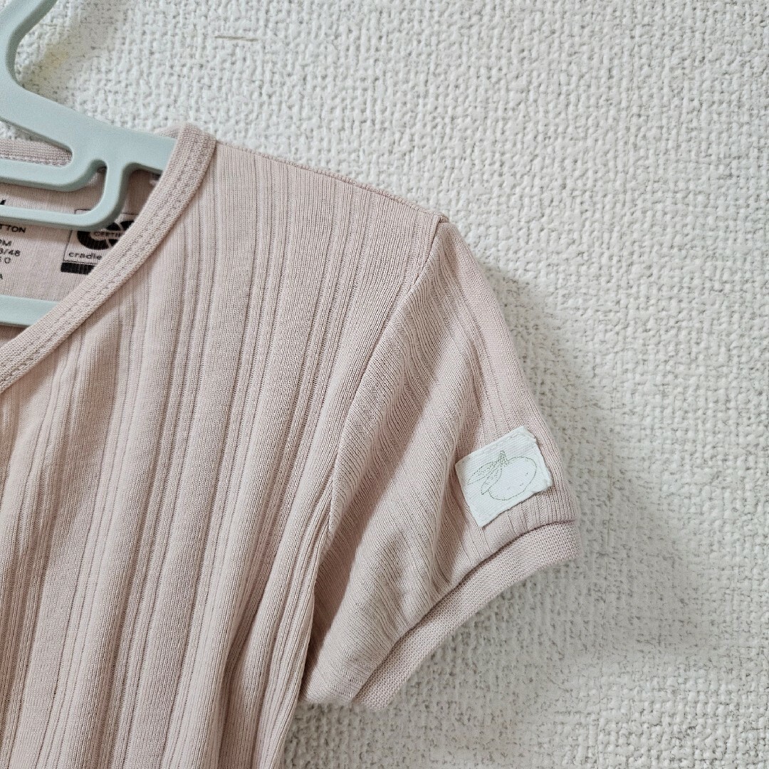 babyGAP(ベビーギャップ)のH&M ロンパース 夏 リブ 女の子 74cm 9M くすみカラー 半袖 キッズ/ベビー/マタニティのベビー服(~85cm)(ロンパース)の商品写真