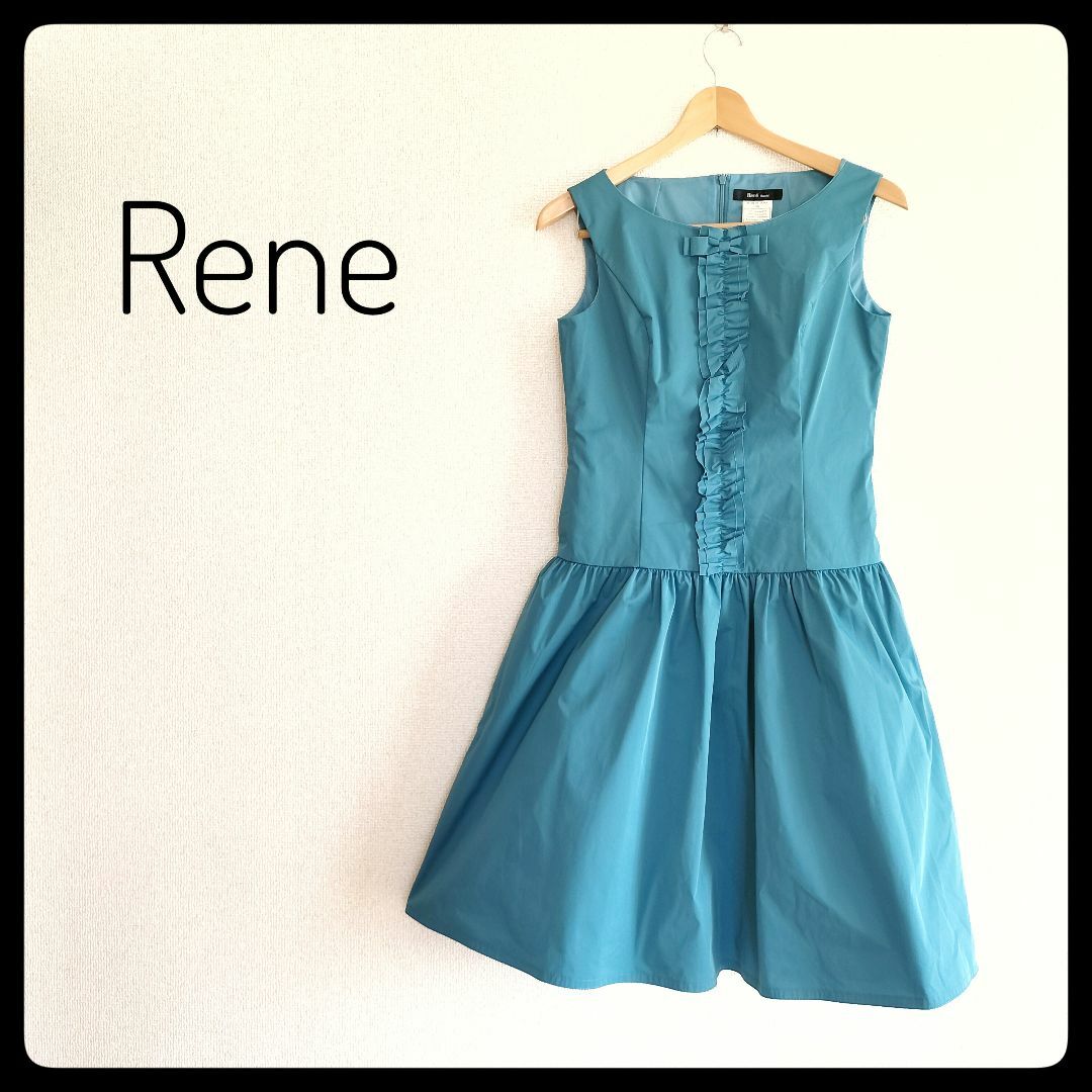 René(ルネ)の【Rene】ルネ クリーニング済 フロントフリル ノースリーブ ワンピース 36 レディースのワンピース(ひざ丈ワンピース)の商品写真