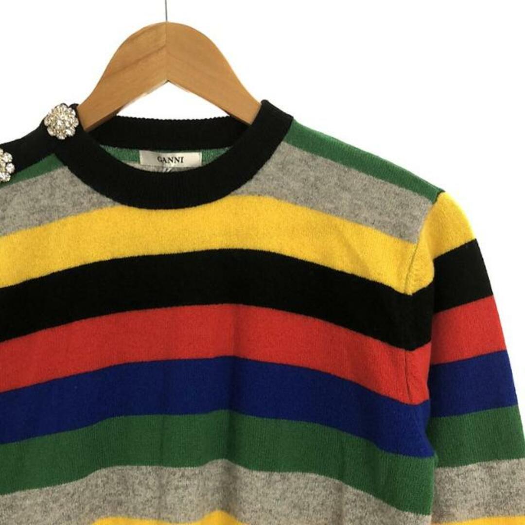 【美品】  Ganni / ガニー | STRIPED CASHMERE ビジュー付 ニット | S | マルチカラー | レディース レディースのトップス(ニット/セーター)の商品写真