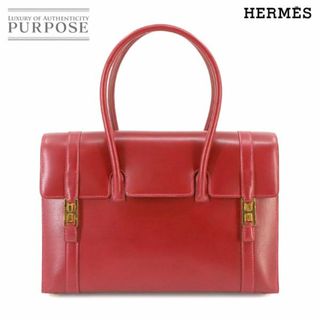 エルメス(Hermes)のエルメス HERMES ドラッグ2 32 ハンド バッグ ボックスカーフ ルージュヴィフ □F刻印 ゴールド 金具 VLP 90231736(ハンドバッグ)