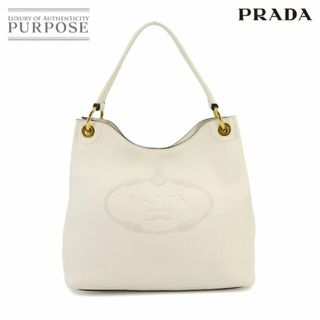 プラダ(PRADA)の新品同様 プラダ PRADA ワンショルダー バッグ レザー ホワイト 1BC051 ロゴ ゴールド 金具 VLP 90231973(ショルダーバッグ)