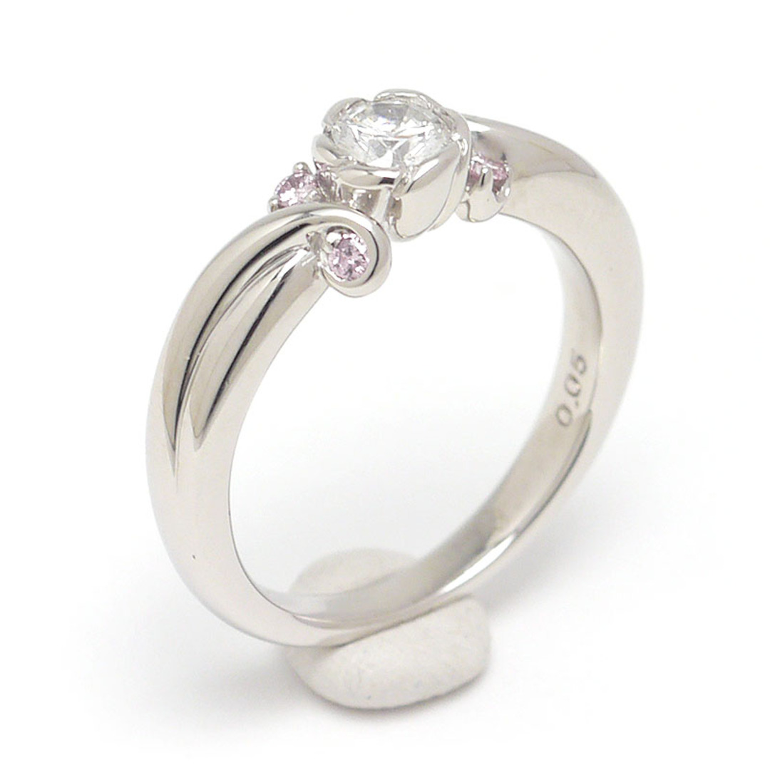 ダイヤモンドリング 約10号 PT900・D0.25ct・ピンクD0.05ct  レディースのアクセサリー(リング(指輪))の商品写真