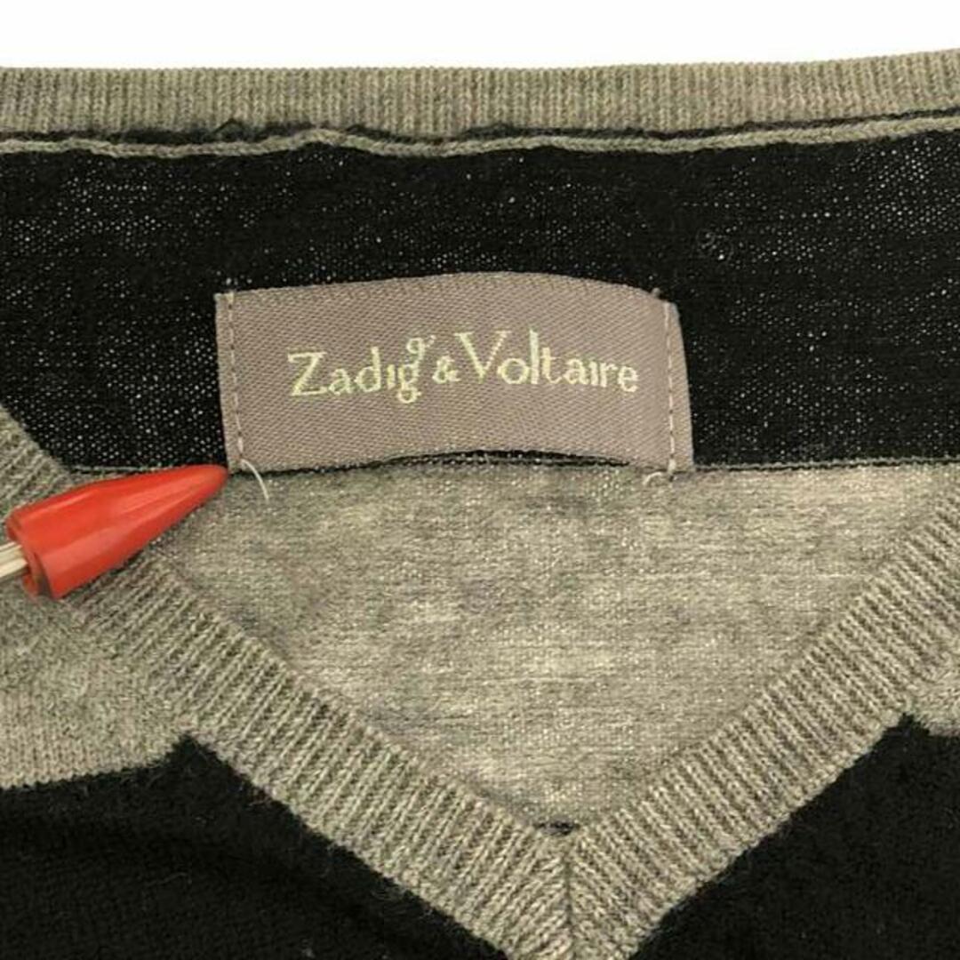 ZADIG&VOLTAIRE / ザディグエヴォルテール | ウール Vネックニット プルオーバー | S | グレー/ブラック | レディース レディースのトップス(ニット/セーター)の商品写真