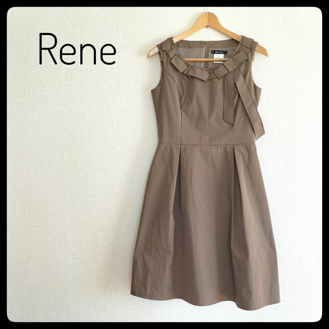 René(ルネ)の【Rene】ルネ クリーニング済 リボン付 ノースリーブ ワンピース 36 レディースのワンピース(ひざ丈ワンピース)の商品写真