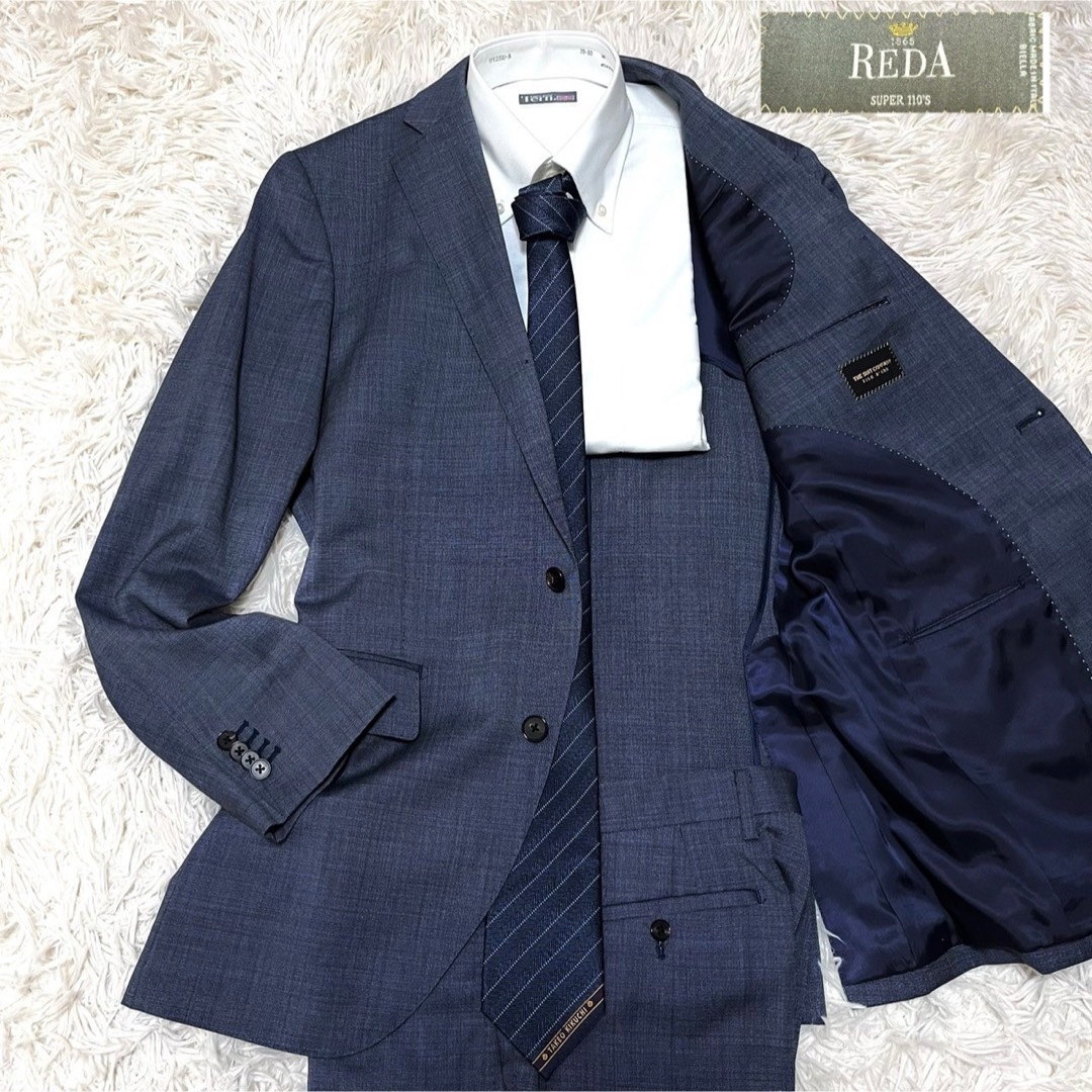 THE SUIT COMPANY(スーツカンパニー)の希少 ザスーツカンパニー×レダ セットアップスーツ イタリア生地 ネイビー XL メンズのスーツ(セットアップ)の商品写真